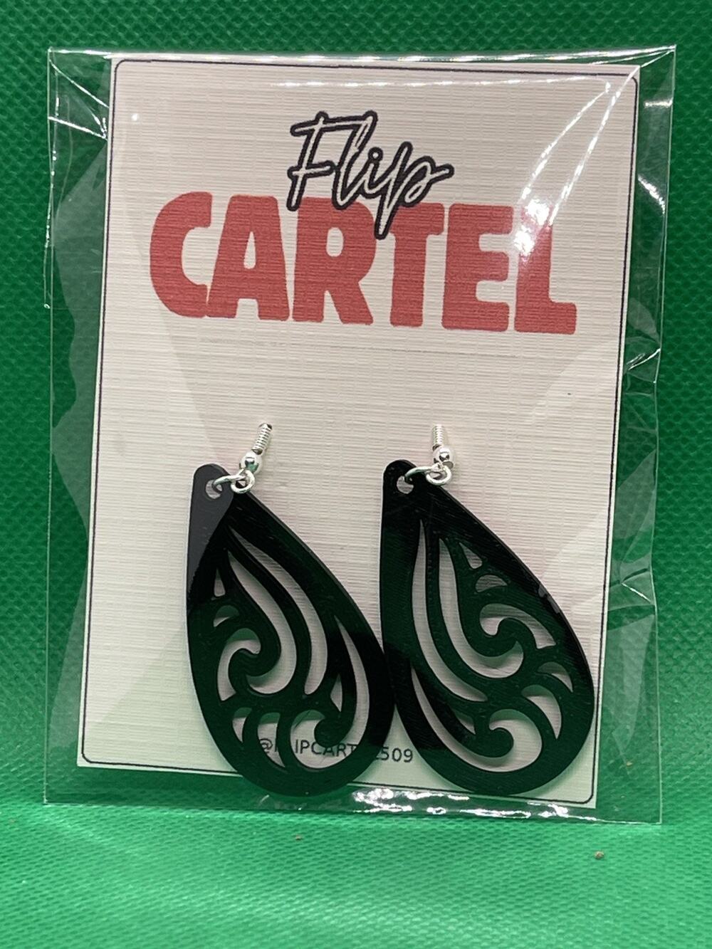 Teardrop 6 Floral Filigree Dangle/Drop Hook Earrings No Stone